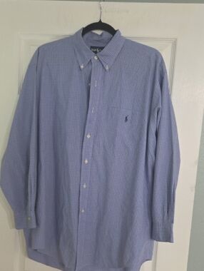 Ralph Lauren Light Blue Mini-Check Button-Down Shirt